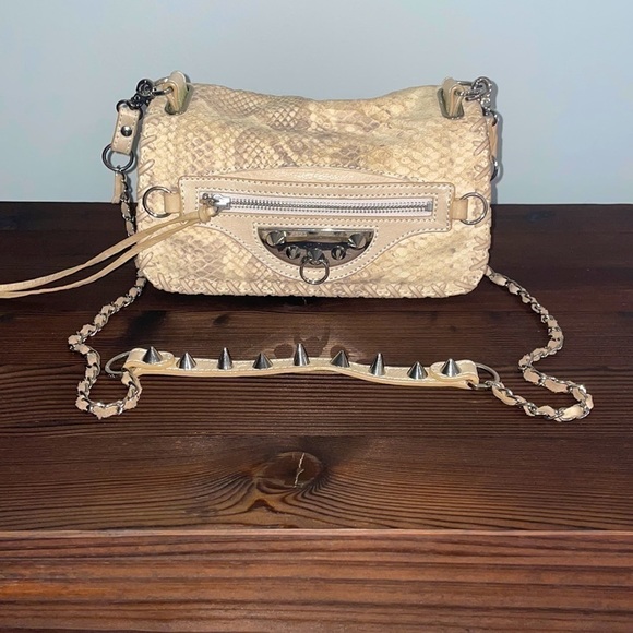 Sam Edelman expansion python snakeskin crossbody studded bag, GUC - Picture 1 of 8